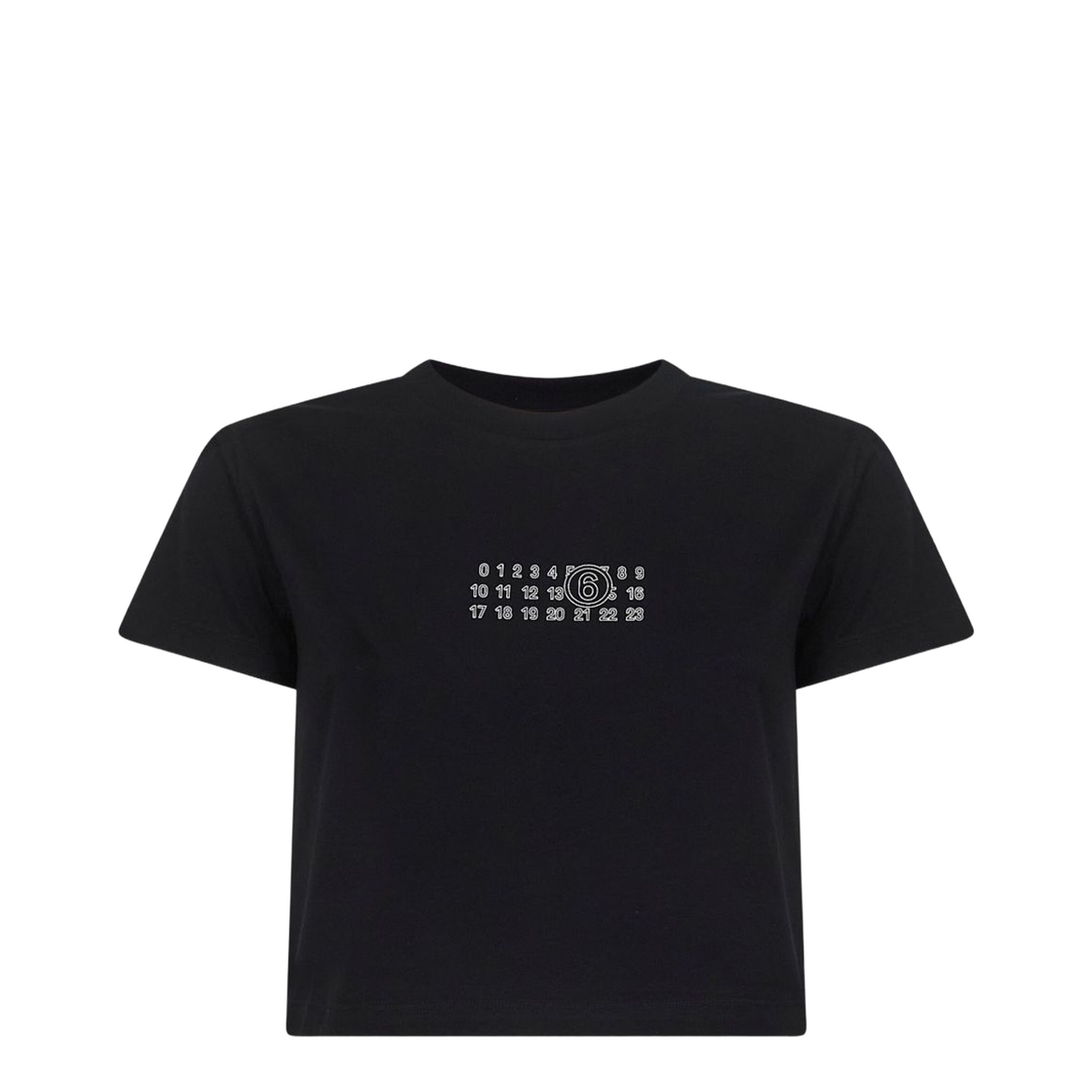 Black Jersey Cropped Numeric Signature T-Shirt