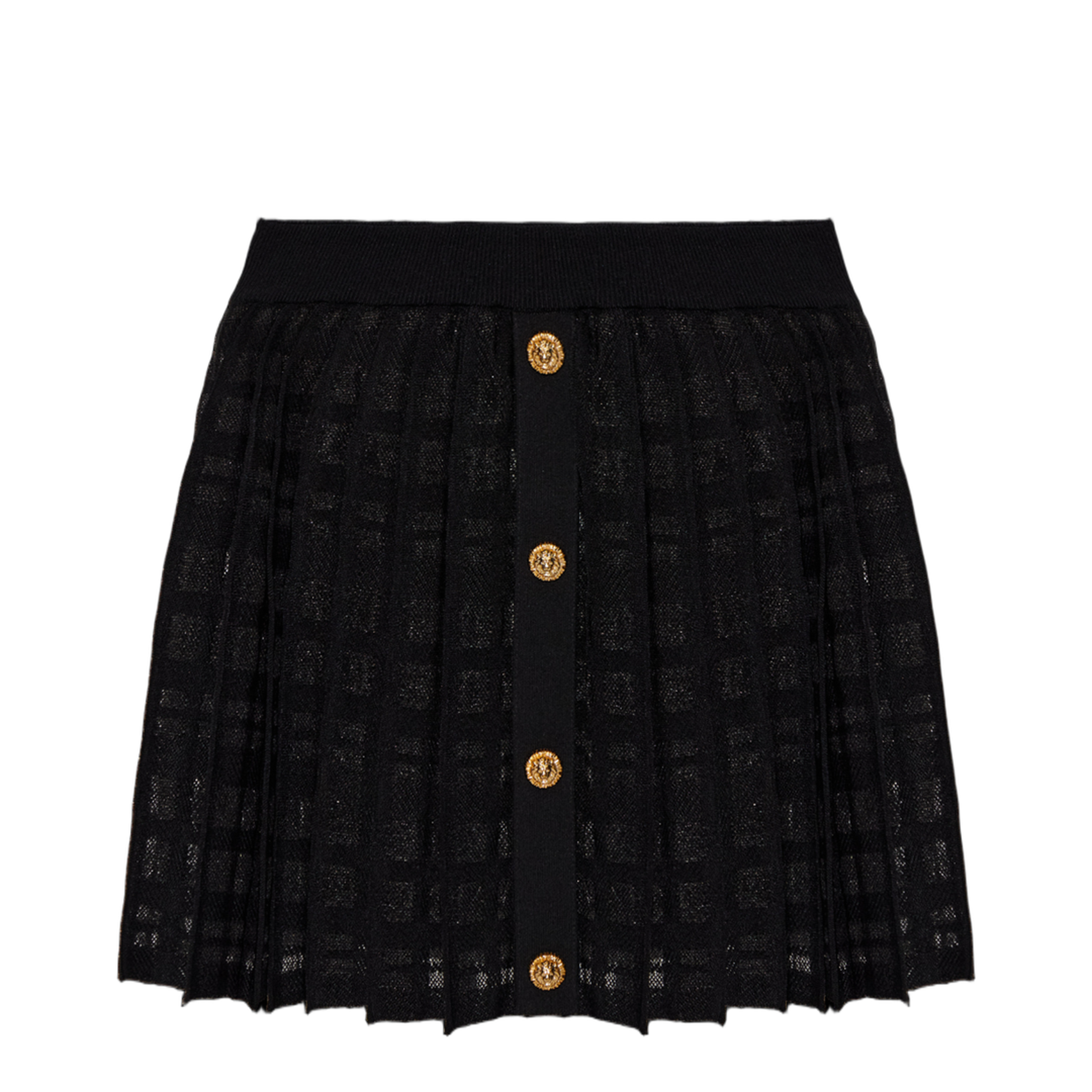 Scottish Plaid Knit Pleated Skirt Black