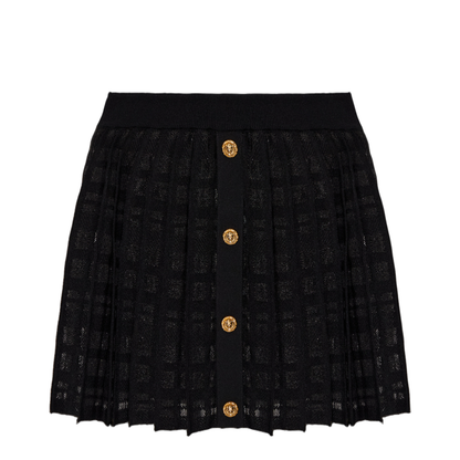 Scottish Plaid Knit Pleated Skirt Black