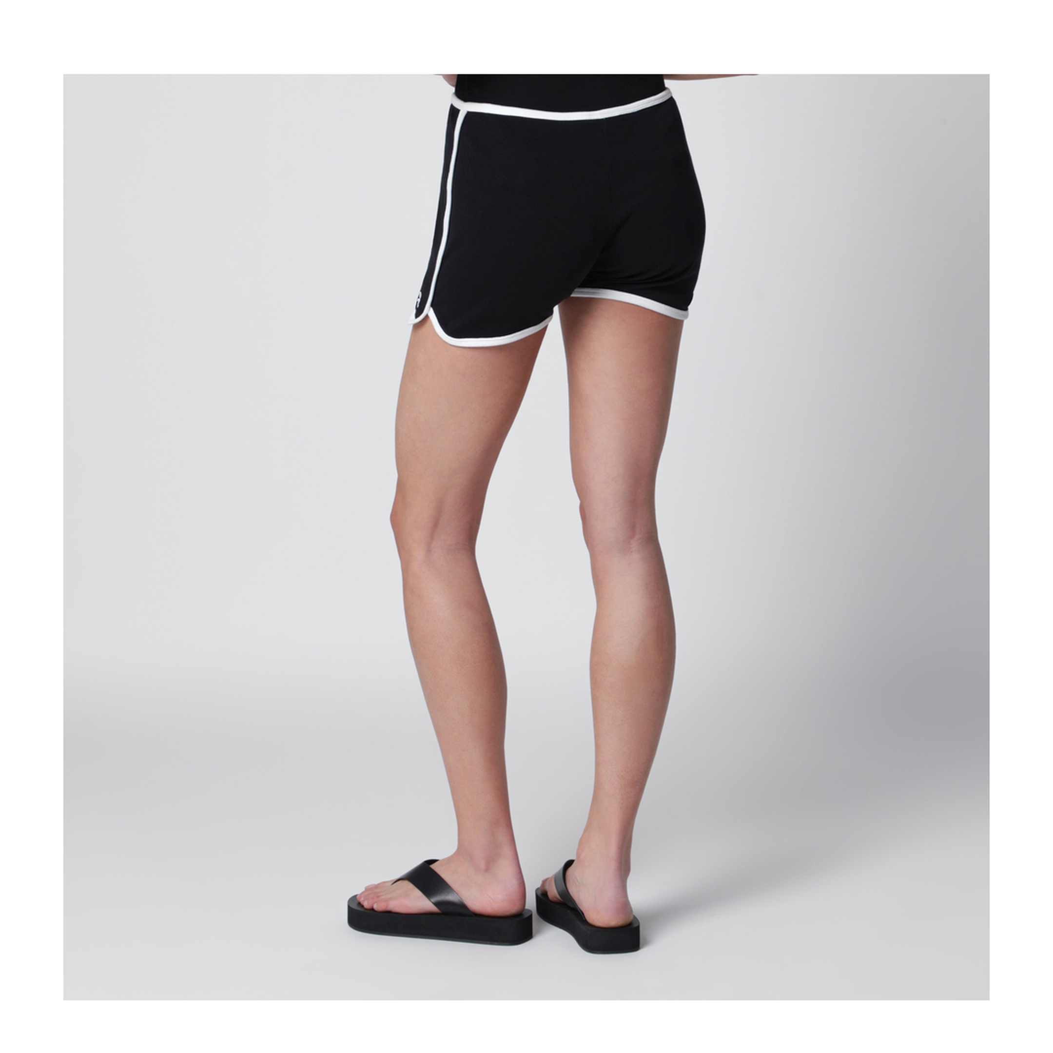 MAYFEYR - Courreges - Contrast Mini Jersey Shorts In Black Cotton - 226JSH097JS0203B044