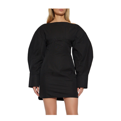 Layered Cut-Out Black Dress