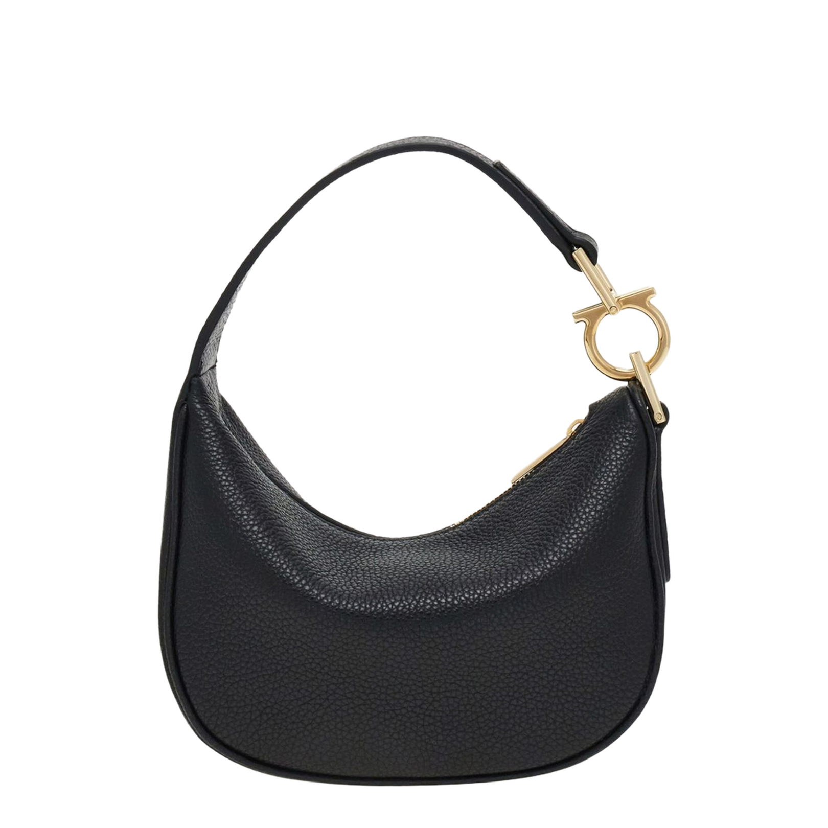 Black Top Zip Fastening Shoulder Bag