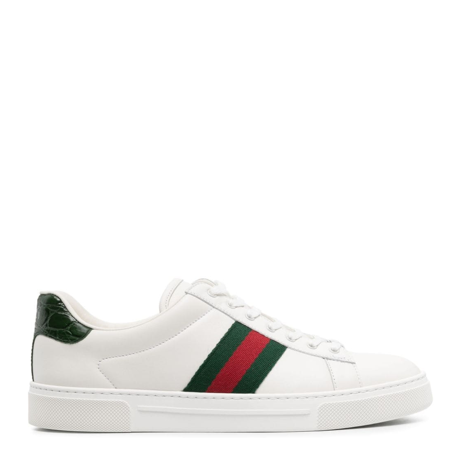 Ace Trainer with Web in White Leather
