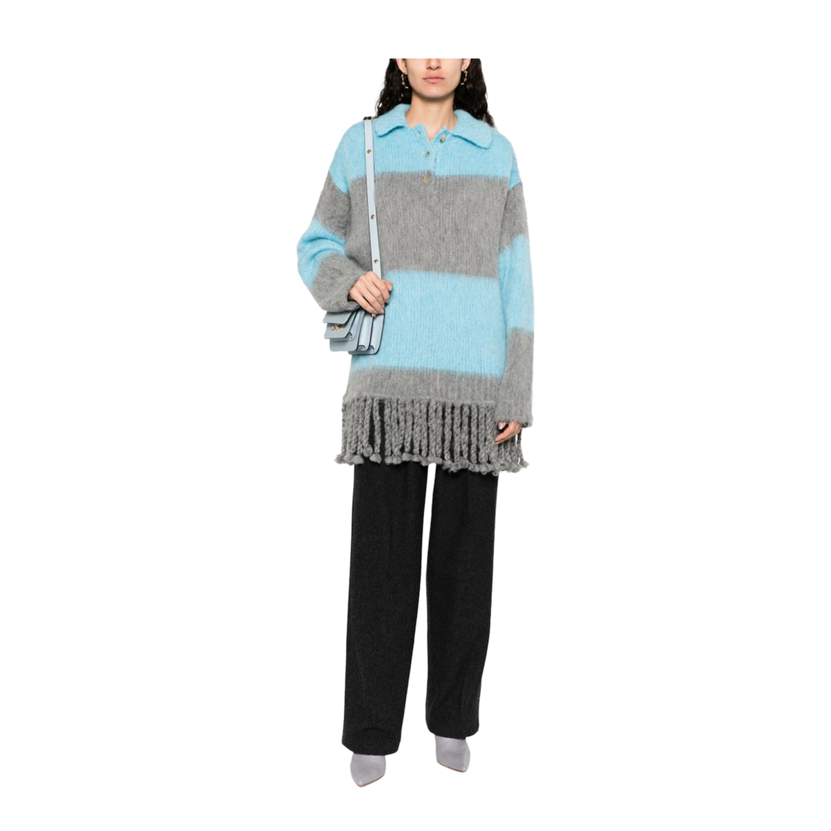 Fringed-Edge Sweater Minidress