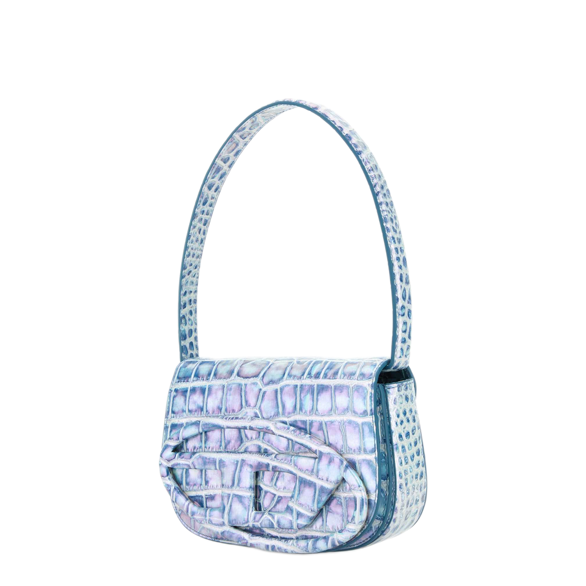 1DR Shoulder Bag Medium Polyurethane - Clear Blue