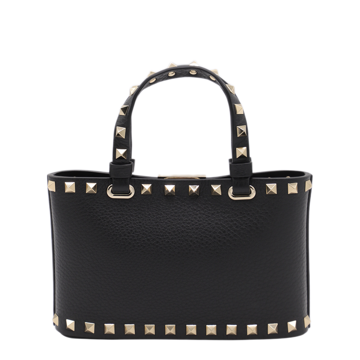 Rockstud Mini Calfskin Shopping Bag - Black