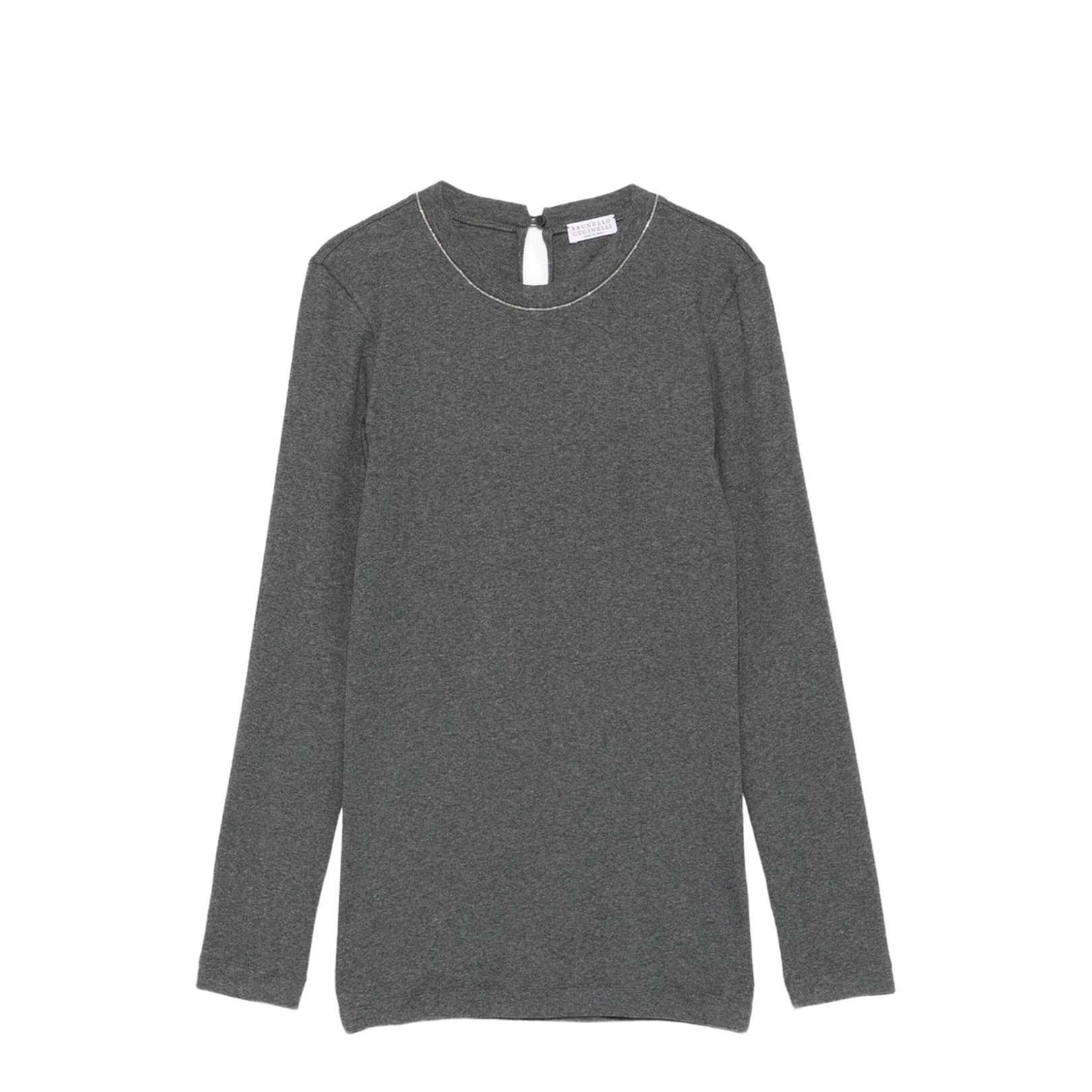 Dark Grey Keyhole Detail Long Sleeve T-Shirt