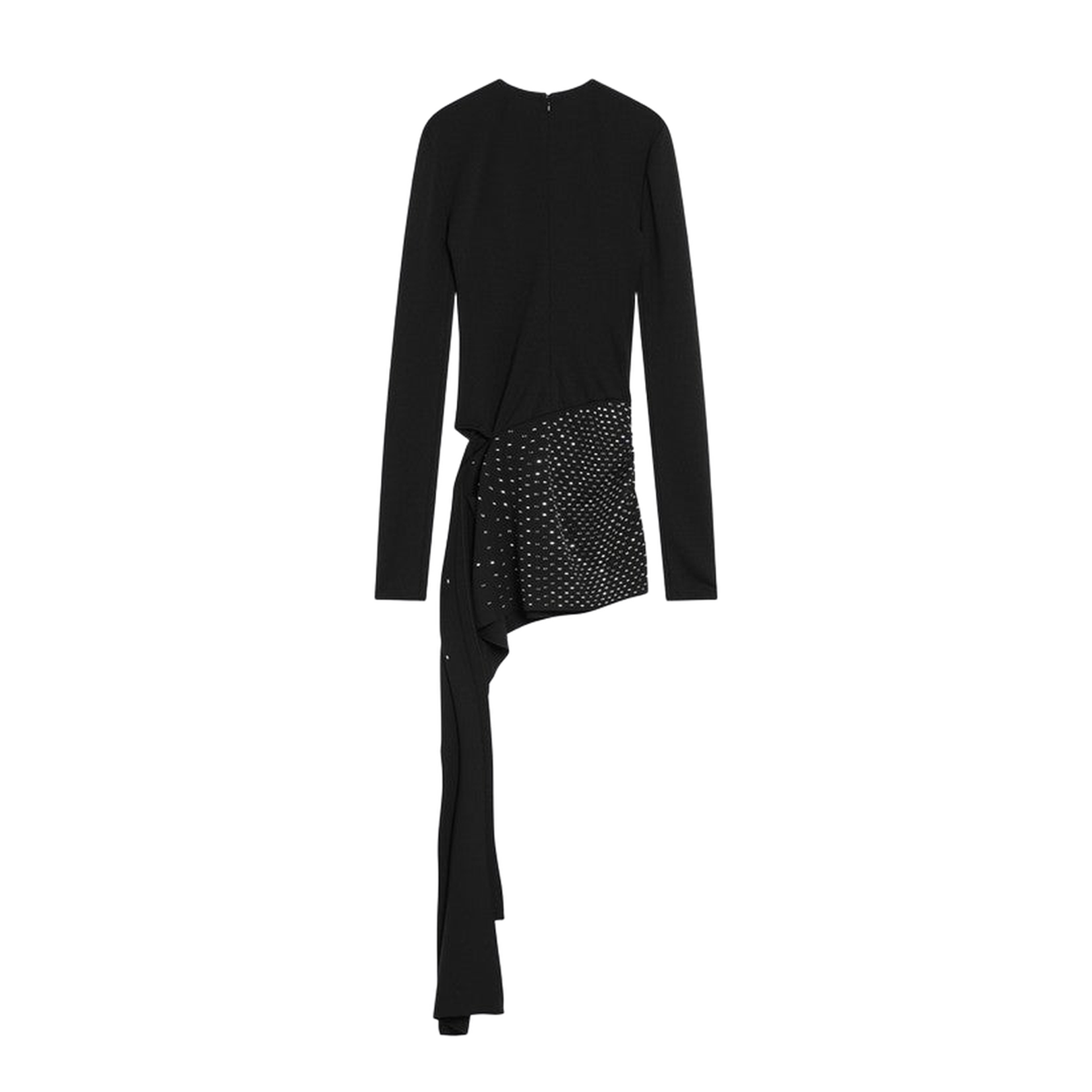 Black Round-Neck Mini Dress with Thermostrass