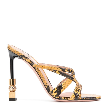 Snakeskin-Print Leather Mules