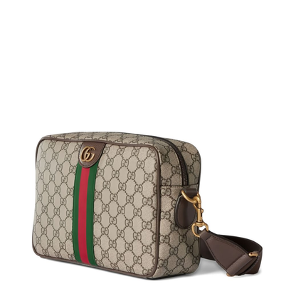 Ophidia Medium GG Supreme Coated Canvas Crossbody - Beige and Dark Brown