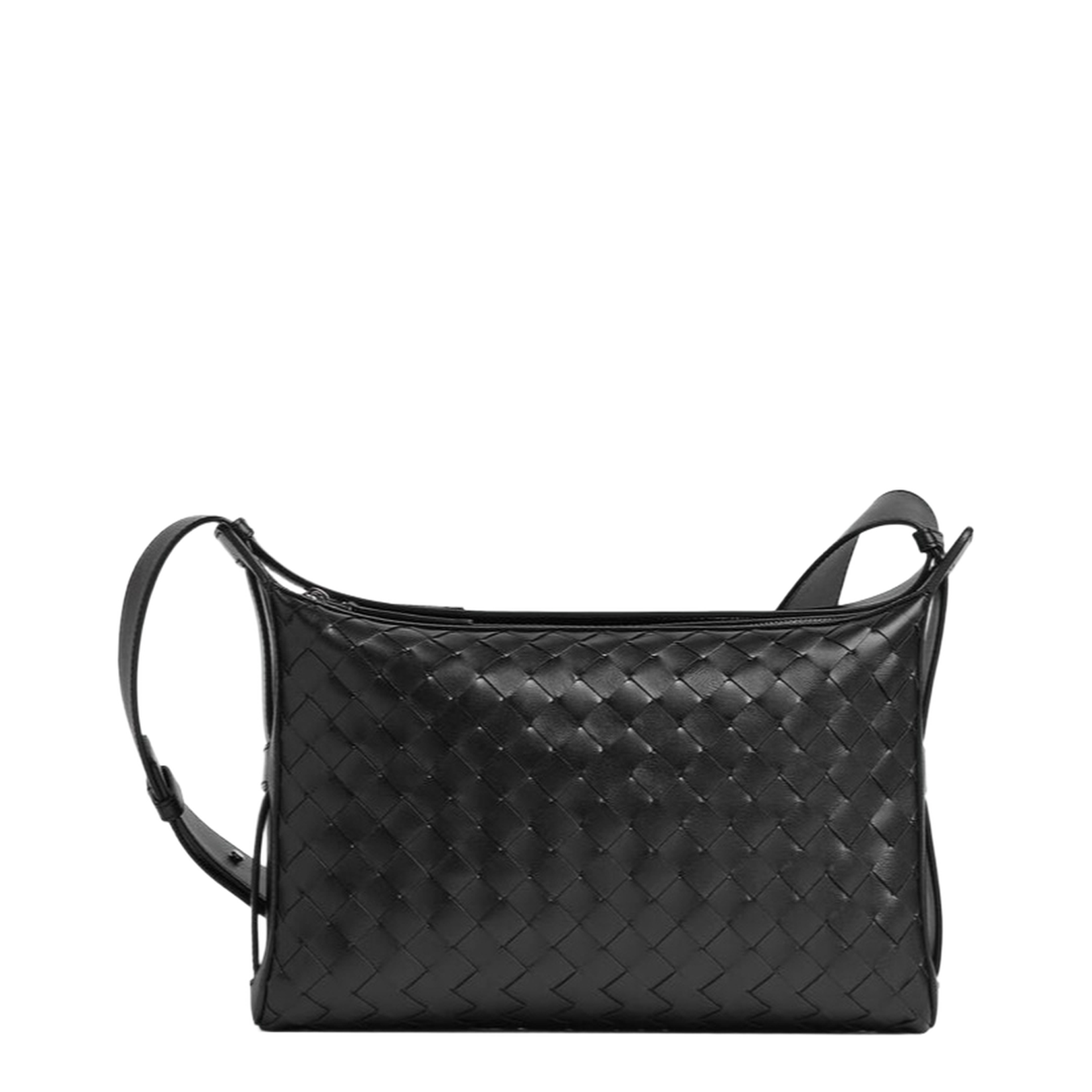 Zipper Closure Handbag with Foldable Top Handle and Woven Finish