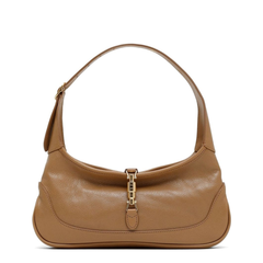 Jackie Slim Medium Soft Grain Leather Shoulder Bag - Dark Beige