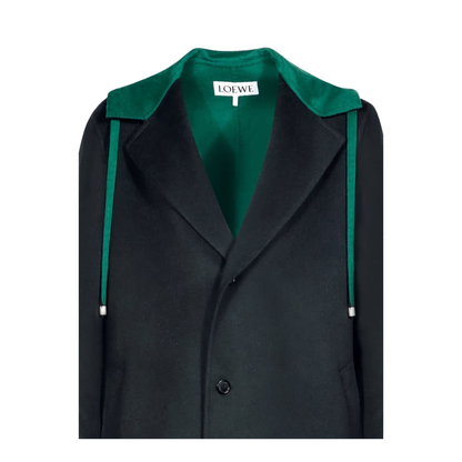 Black Wool And Cashmere Blend Hooded Coat