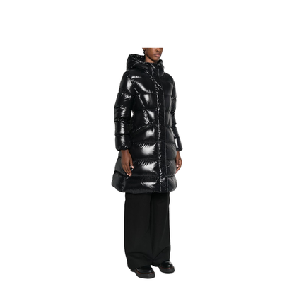 Black Bellevue Hooded Down Jacket