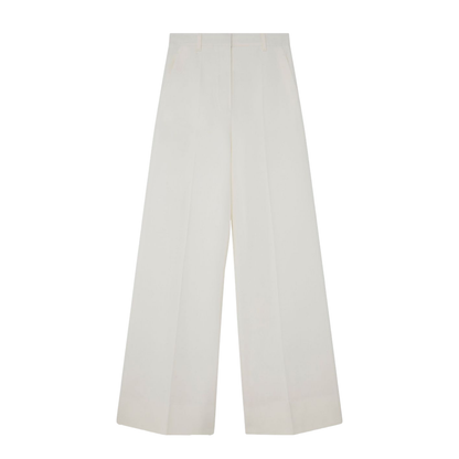 Beige High-Rise Flared Trousers