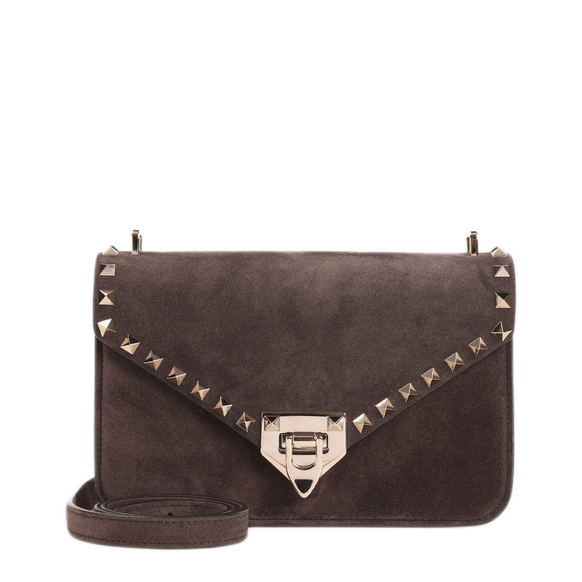 Rockstud Small Suede Crossbody - Ebony Brown