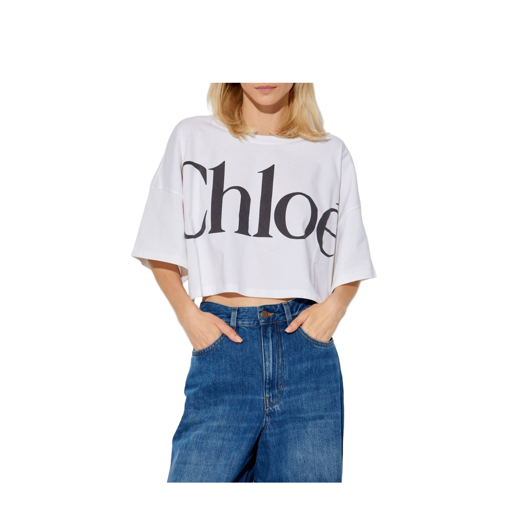 Cropped Boxy Logo T-Shirt in Cotton Jersey