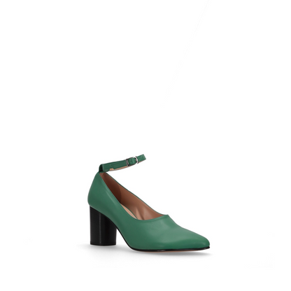 MAYFEYR - NICCOLÒ PASQUALETTI - Obliqua Block Heel Pumps Calfskin Leather - NP07F001LEAGREEN