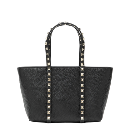 Rockstud Small Calfskin Shopping Bag - Black