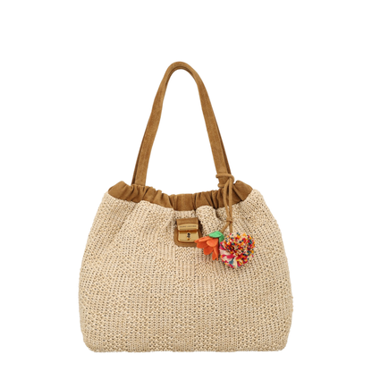 Cristina One Size Two-Way Weave Tote - Natural