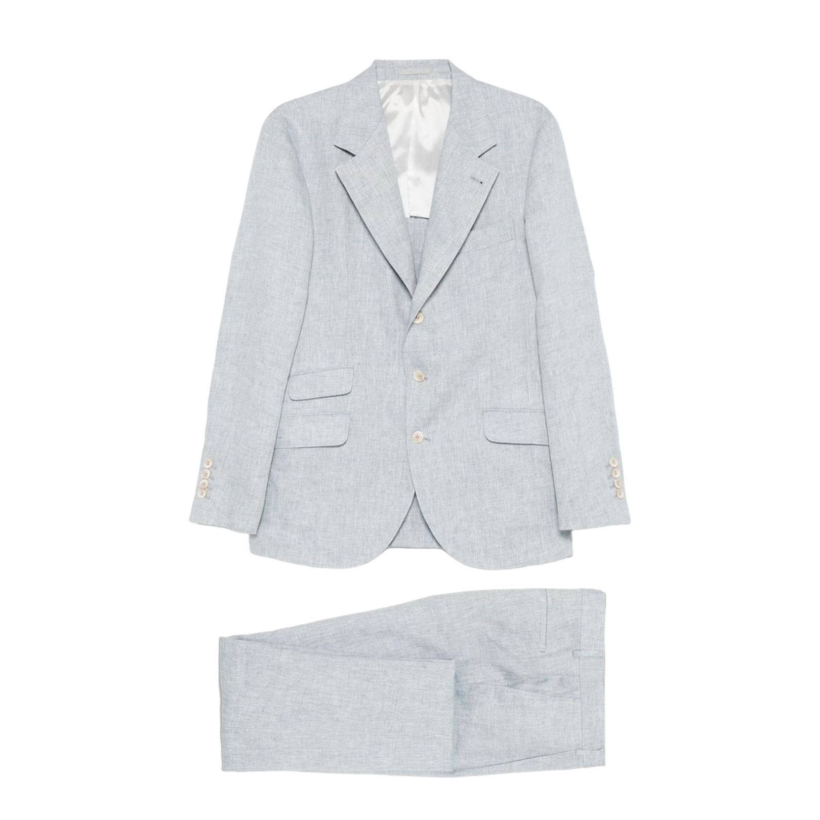 Light Grey Single-Breasted Linen Suit
