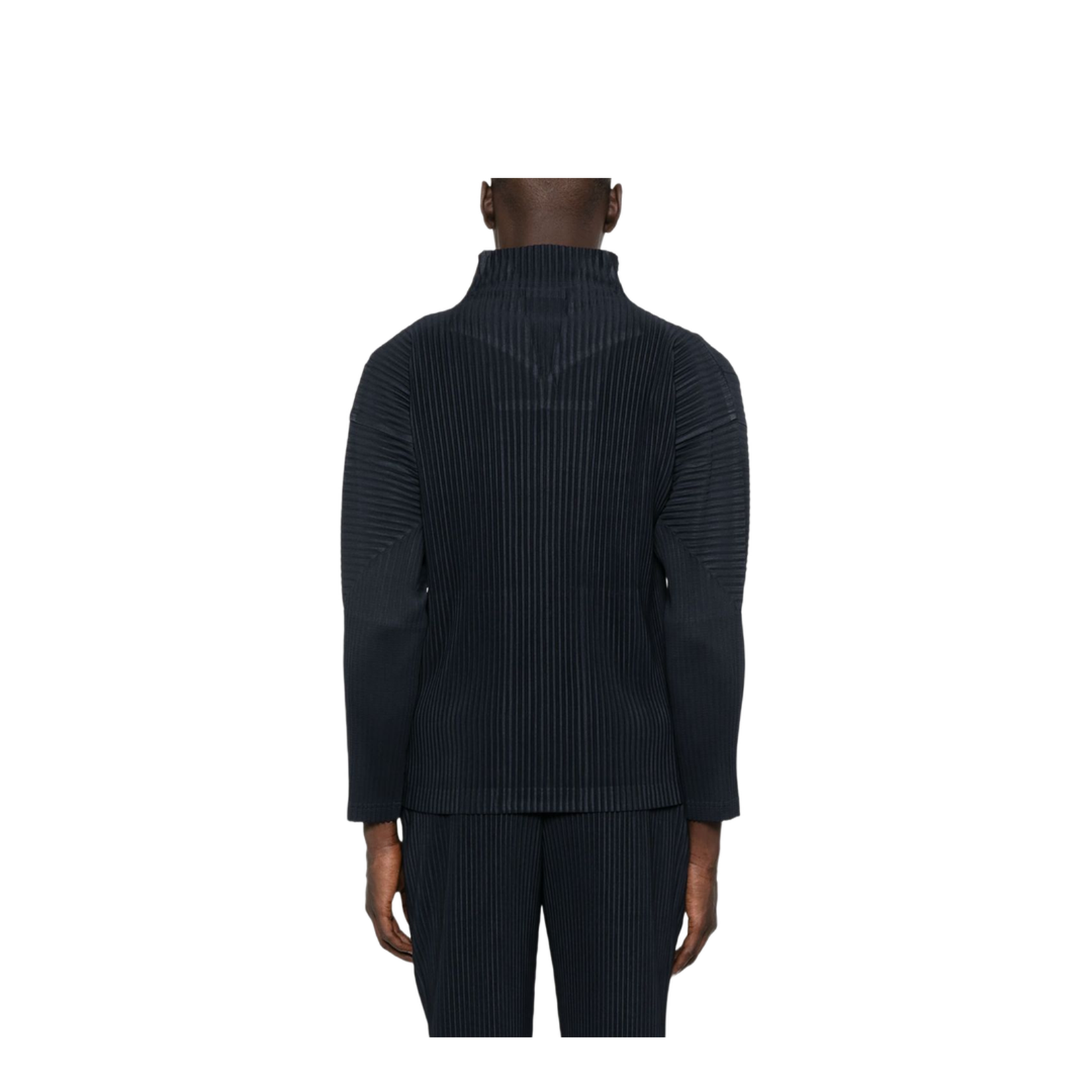 Pleated Texture Zip Fastening Stand Collar Regular Fit