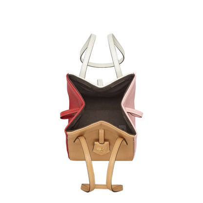 Origami Mini Leather Bucket Bags - Tan