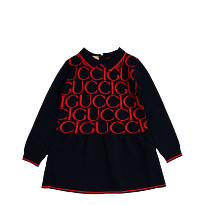 b l/s dress wo  jacquard/ ultramarine/red