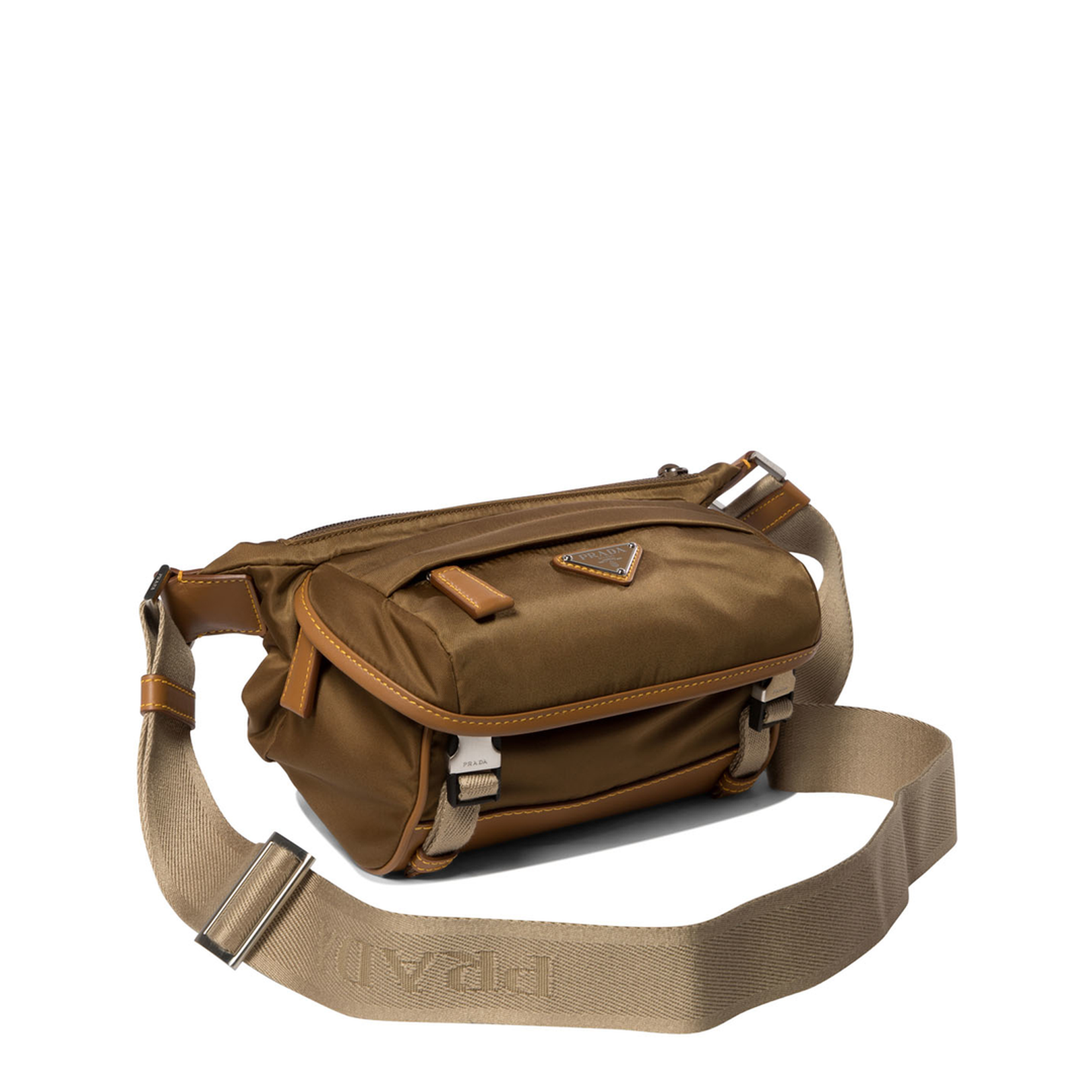 Re-Nylon and Smooth Leather Shoulder Bag