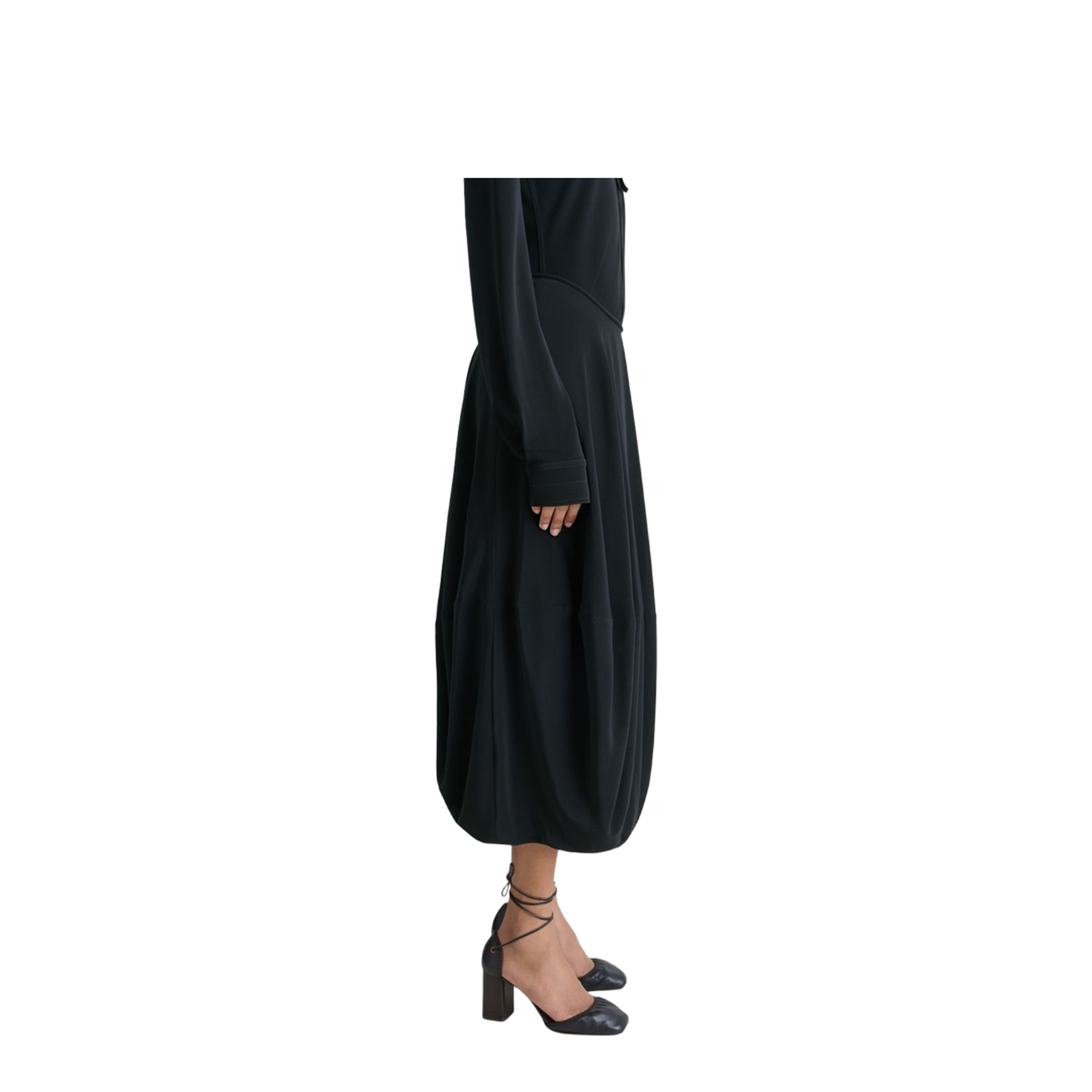 Balloon Skirt Silk Crepe de Chine Black