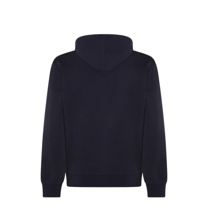 Zipped Cotton Fleece Sweater Blue