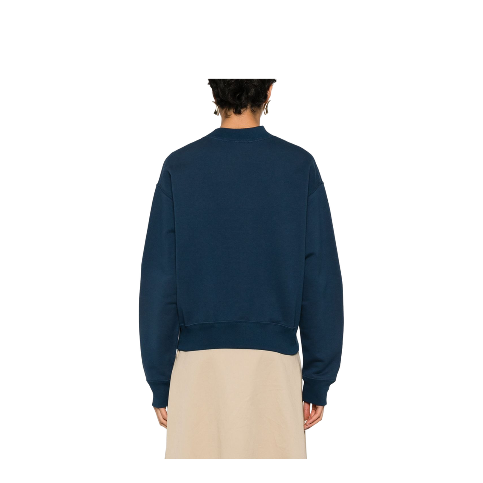 Mock-neck logo sweater in cotton fleece