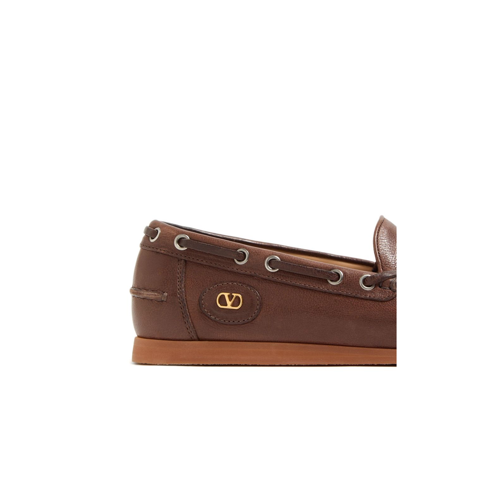 Brown Slip-On Style Bow Detailing VLogo Signature Round Toe