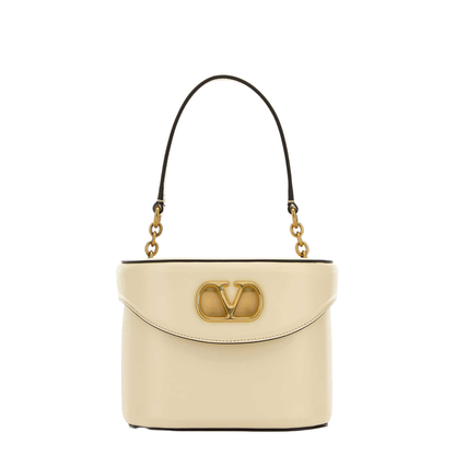 Ivory leather VLogo Signature bucket bag