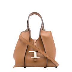 T Timeless Mini Calfskin Shopping Bag - Leather Brown
