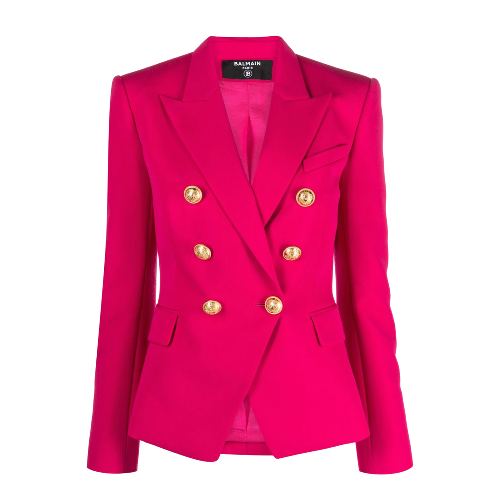 Fuchsia Double-Breasted Wool Blazer