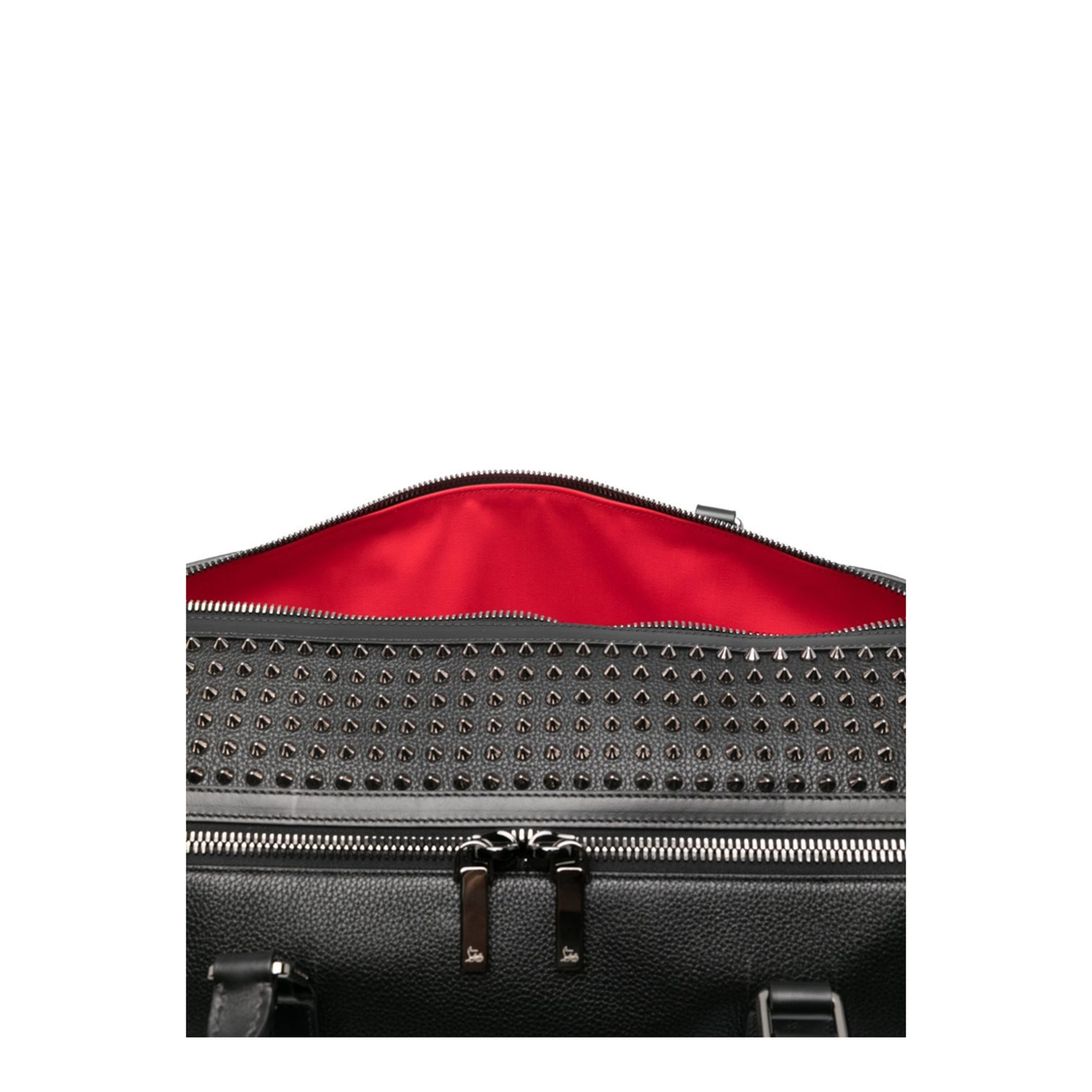 Black Calf Leather Two Top Handles Bag