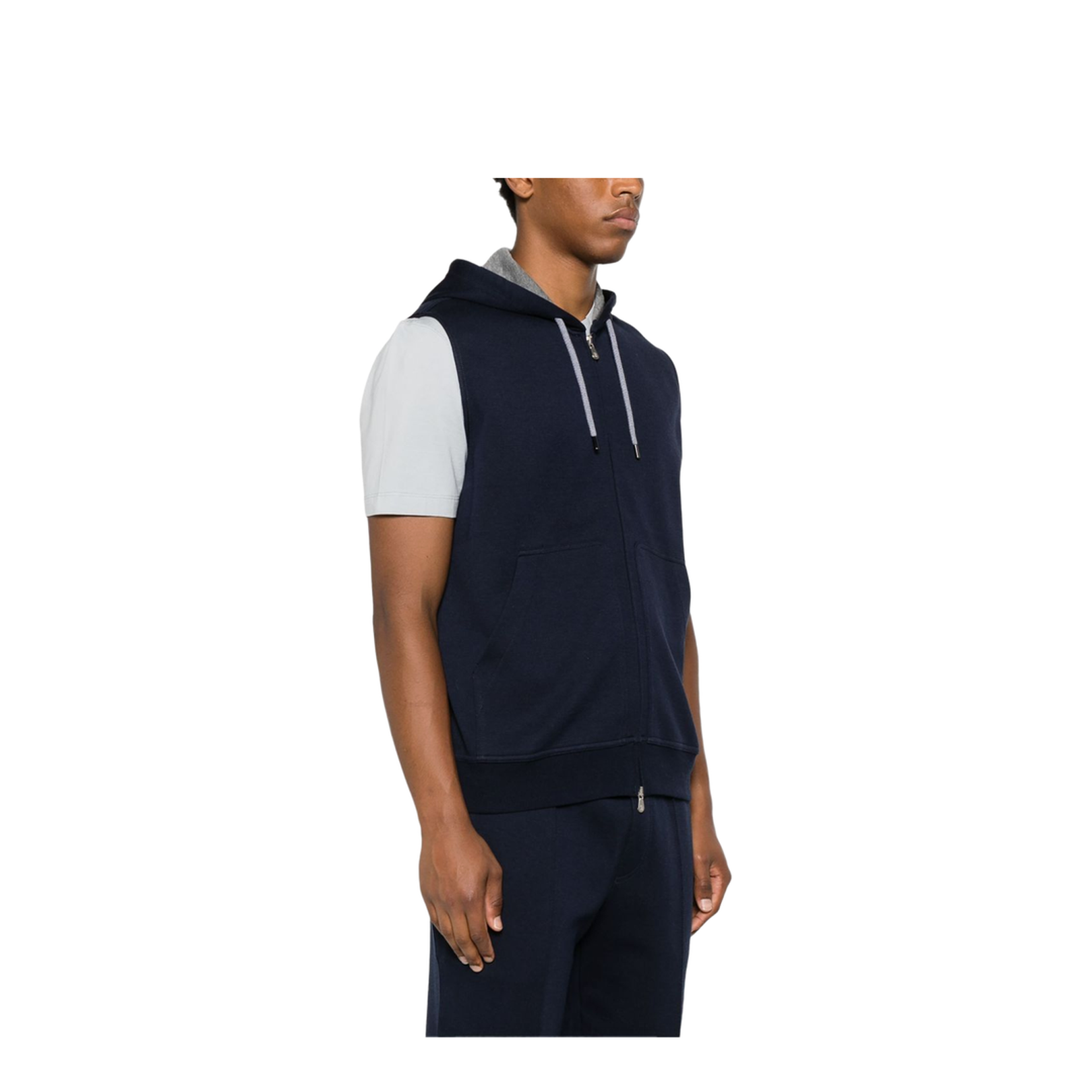 Sleeveless Sweatshirt With Zipper And Hood