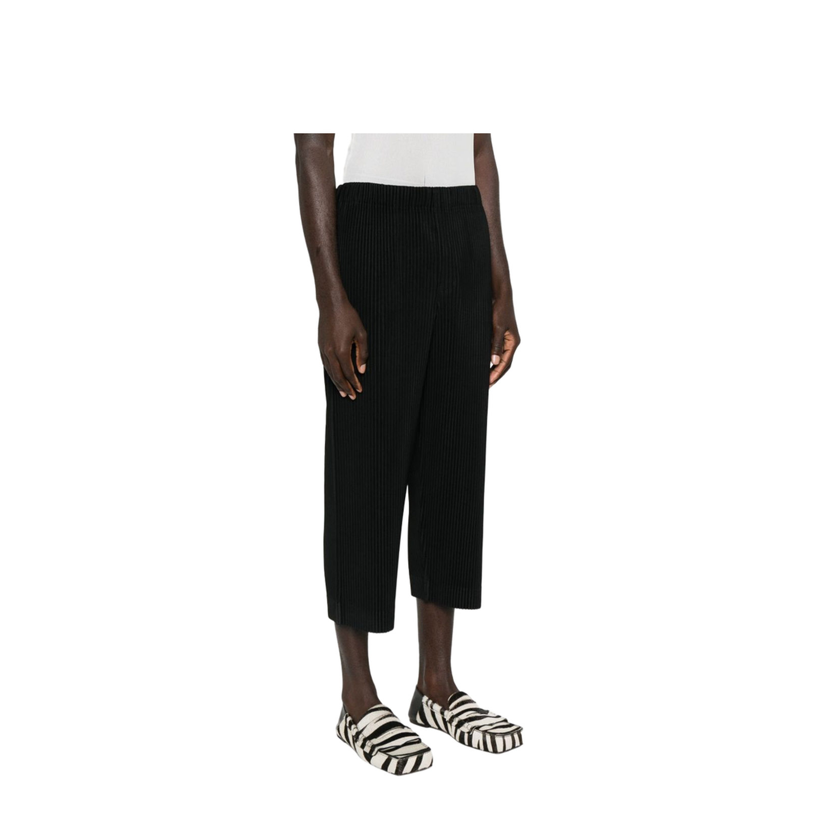 Black Pleated Design Elasticated Waistband