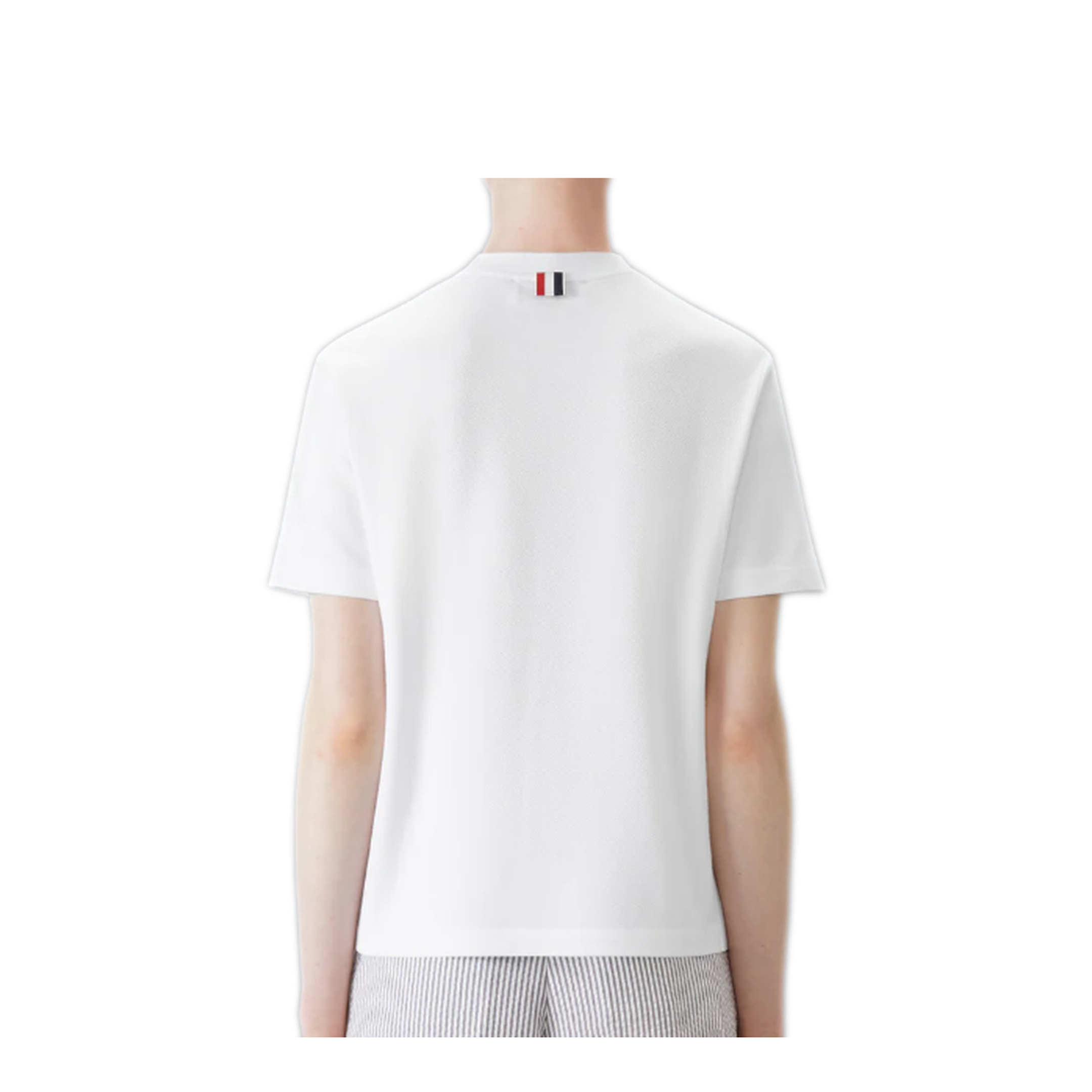 MAYFEYR - Thom Browne - Short Sleeve Tee With Engineered 4 Bar Stripe In Classic Pique - FJS207A00050100