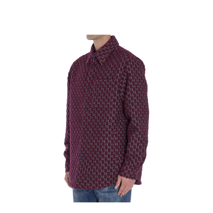 Burgundy Bouclé Padded Shirt
