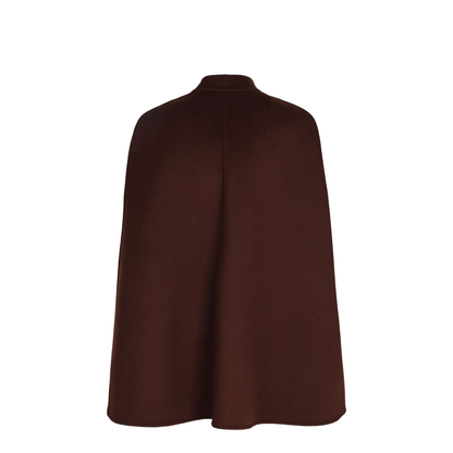 Silk Wool Cape with Horsebit in Brown