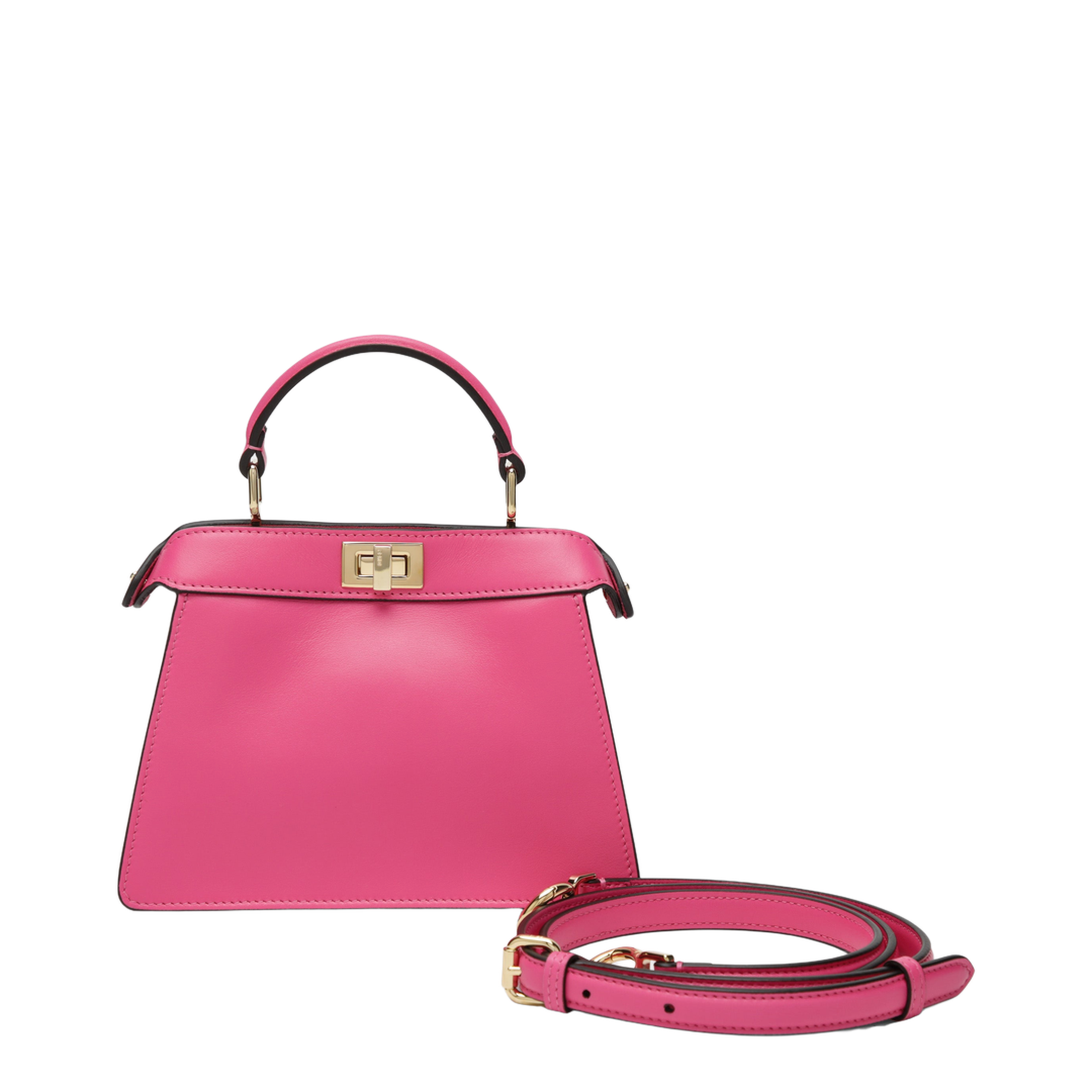 Peekaboo ISeeU Petite Calf Leather Top-Handle Bag - Petunia Pink