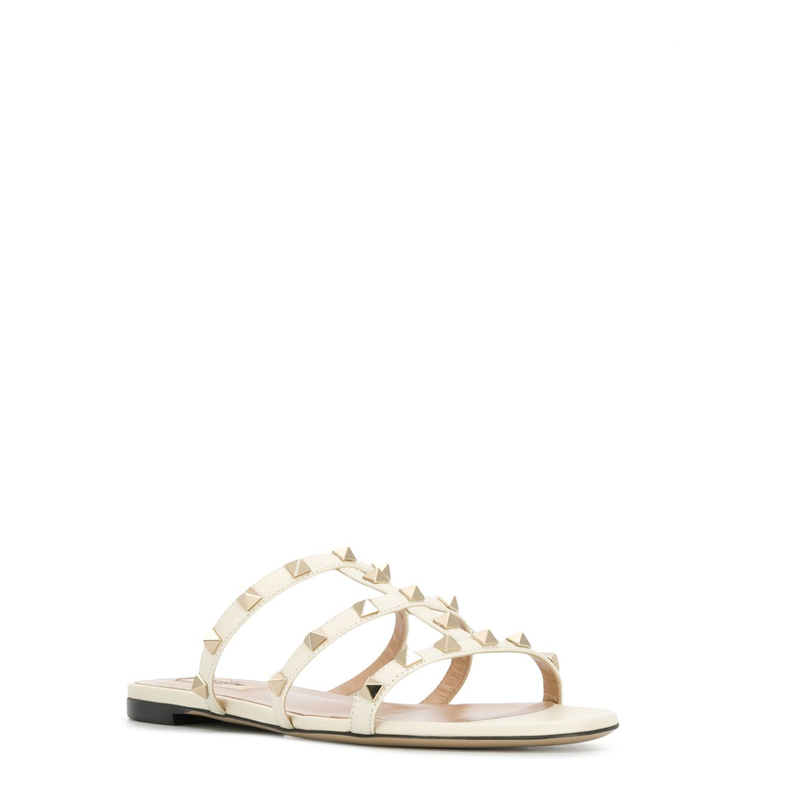 Rockstud Flat Slide Sandal - Light Ivory