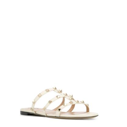 Rockstud Flat Slide Sandal - Light Ivory