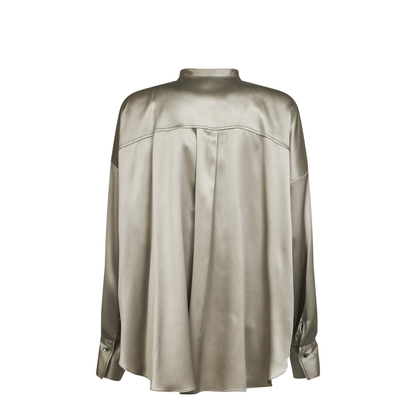 Monili Mandarin-Collar Shirt Green