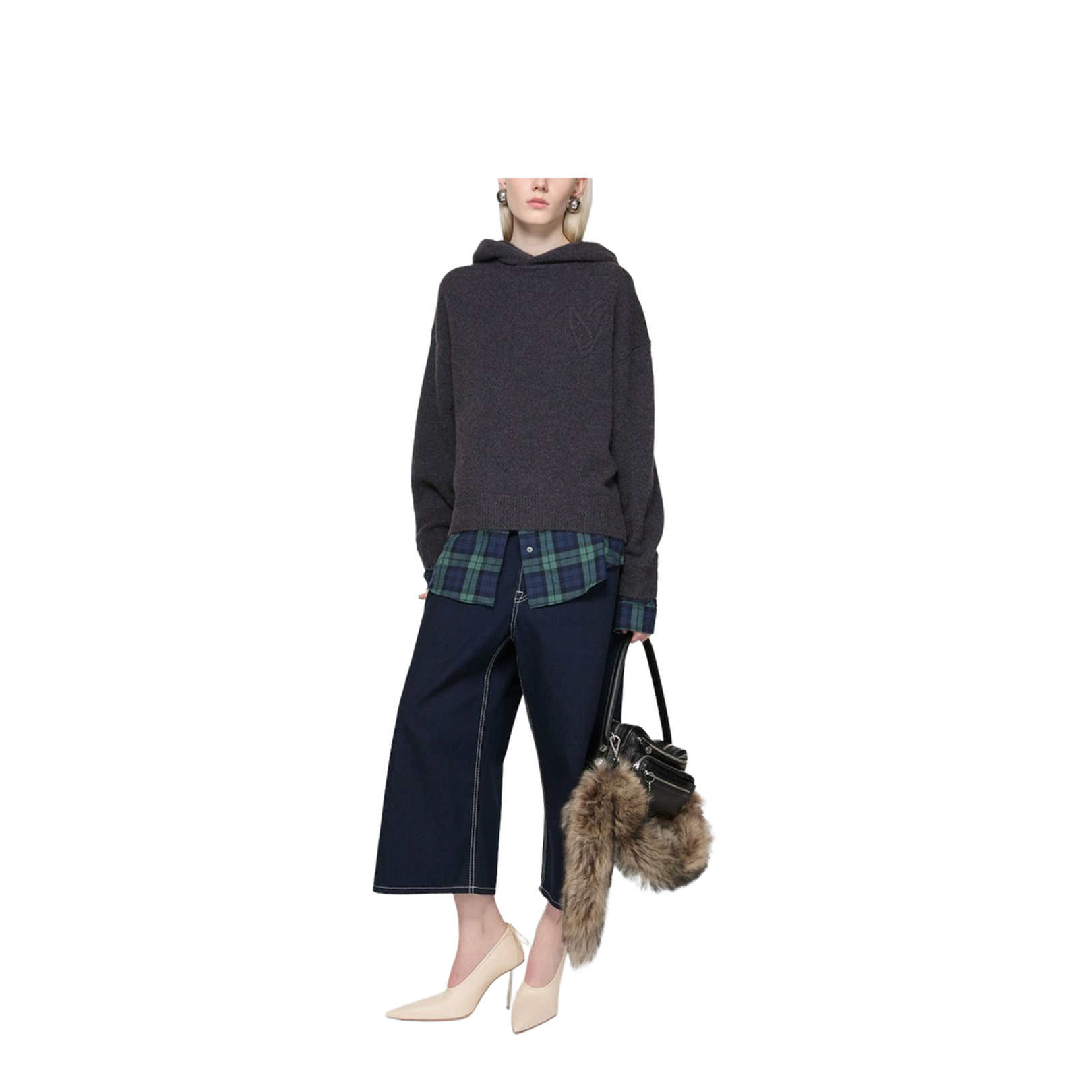 Hooded Layered Plaid Shirt
