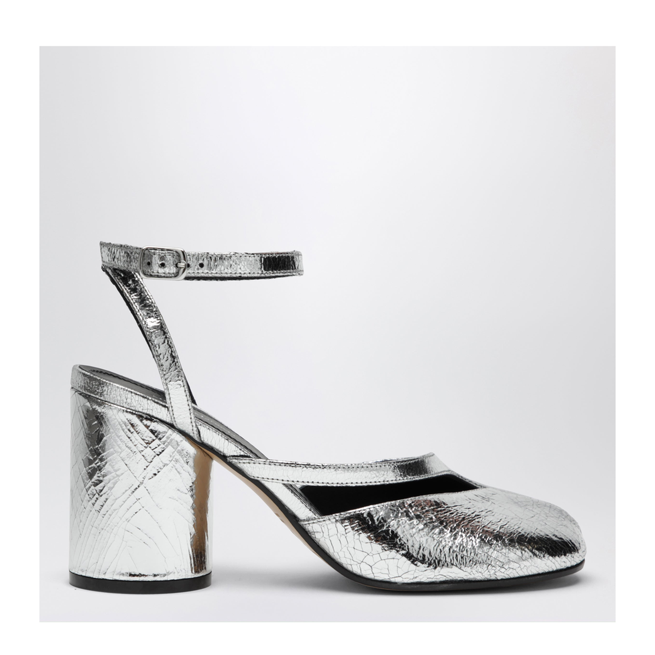 Silver Tabi Sandals In Broken Mirror Finish