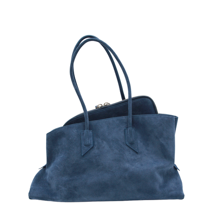 La Passeggiata Medium Suede Top Handle Bag - Sapphire Blue