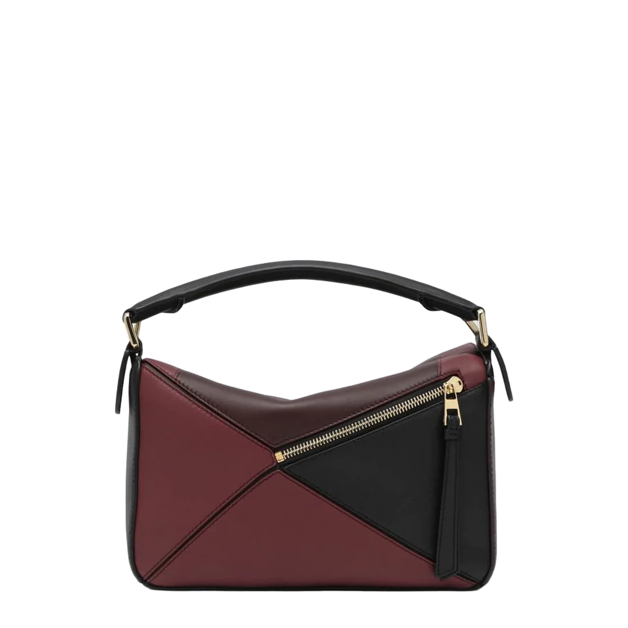Puzzle Small Calfskin Shoulder Bags - Black Burgundy